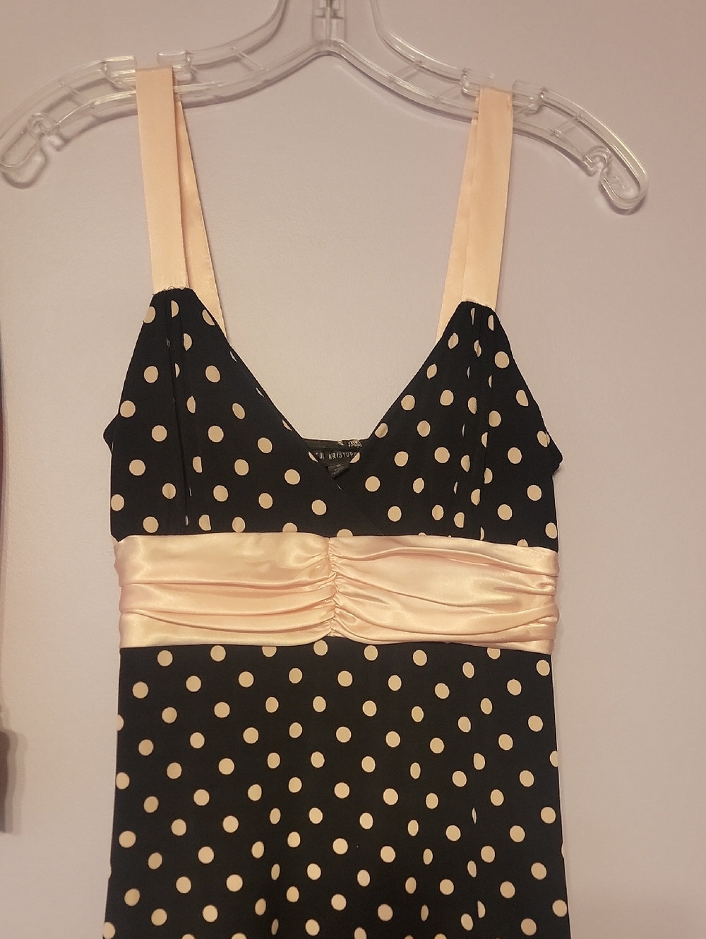 Jodi Kristopher Black Dress with Cream Polka Dots